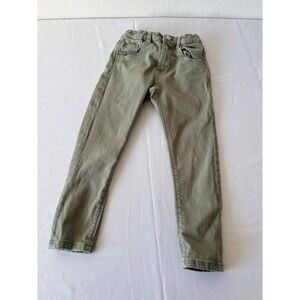 Zara Kids Slim Fit Denim Jeans Olive Green age 4-5 110 cm Elastic Waist